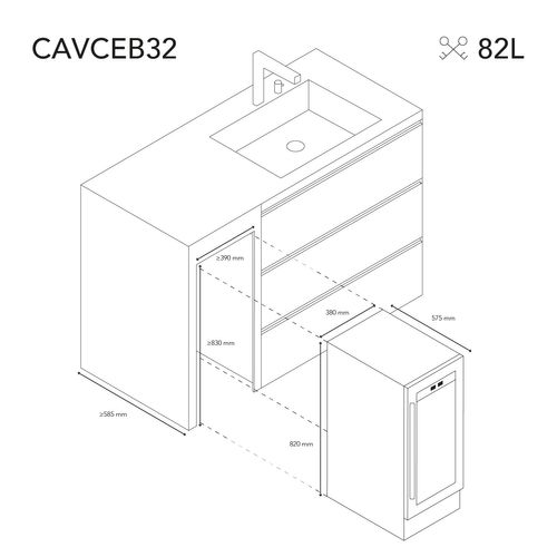Cave à Vin 32 Bouteilles Cavceb32 - Les Petits Champs