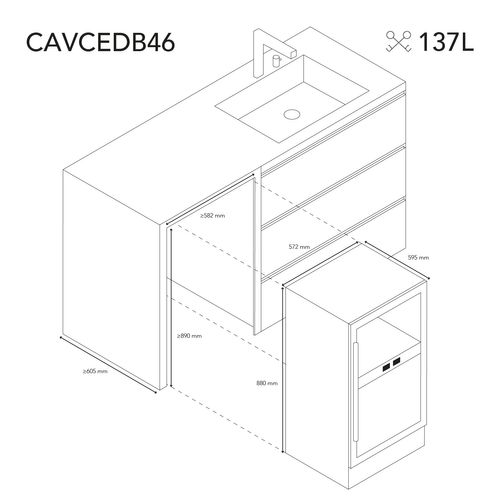 Cave à Vin Dual Zone 46 Bouteilles Encastrable Cavcedb46 - Les Petits Champs
