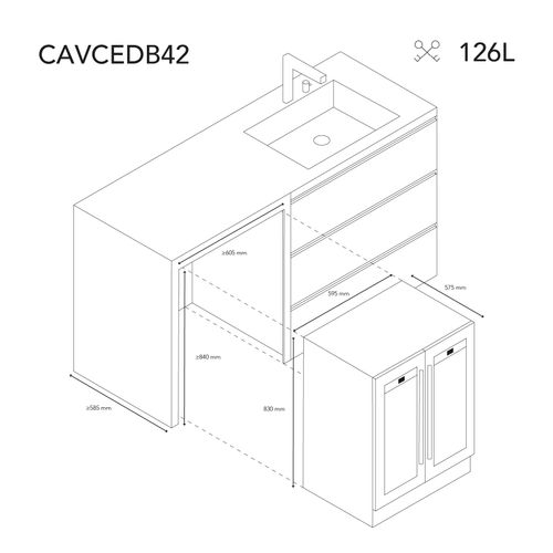 Cave à Vin Dual Zone 42 Bouteilles Encastrable  Cavcedb42 - Les Petits Champs
