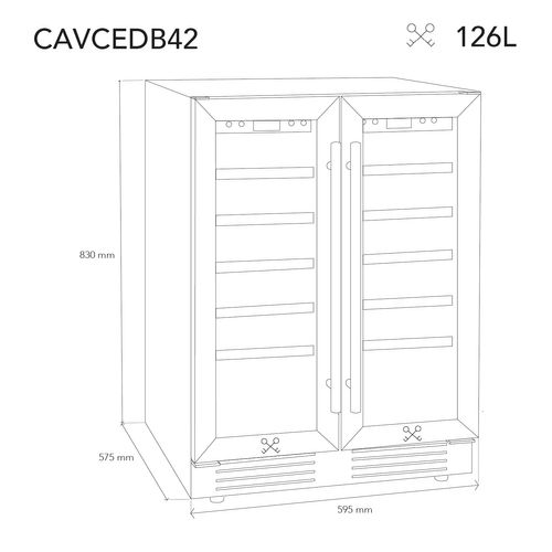 Cave à Vin Dual Zone 42 Bouteilles Encastrable  Cavcedb42 - Les Petits Champs