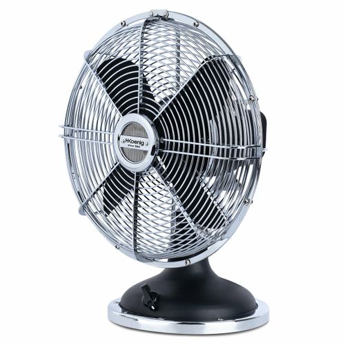 Ventilateur De Table H.Koenig JOE48 Silencieux Design Rétro Métal 3 Vitesses Oscillation