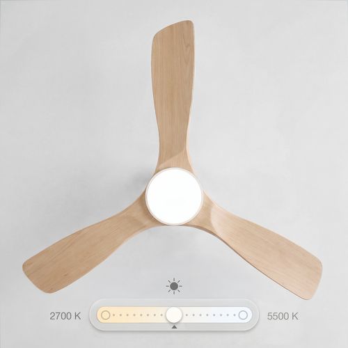 FLOW22 - Ventilateur De Plafond Avec LED, 6 Vitesses, Bois Clair