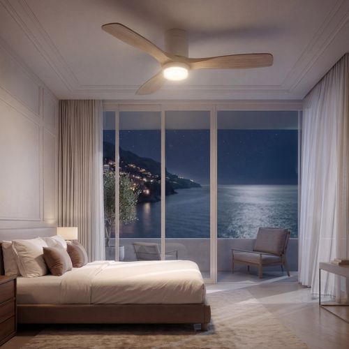 FLOW22 - Ventilateur De Plafond Avec LED, 6 Vitesses, Bois Clair