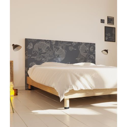 Tête De Lit Déhoussable Banc De Poissons 140x110 Cm Coloris Gris