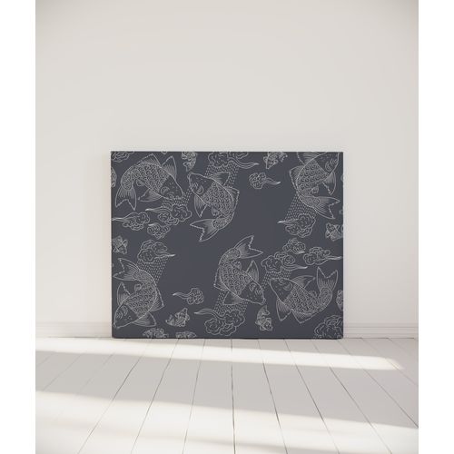 Tête De Lit Déhoussable Banc De Poissons 140x110 Cm Coloris Gris