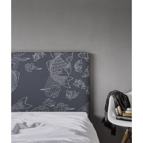 Tête De Lit Déhoussable Banc De Poissons 140x110 Cm Coloris Gris