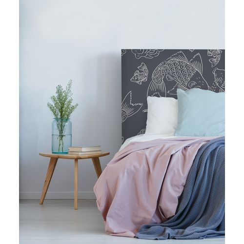 Tête De Lit Déhoussable Banc De Poissons 140x110 Cm Coloris Gris