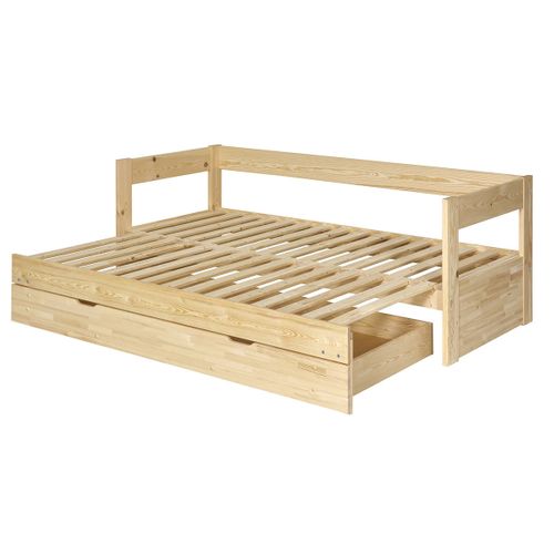 Lit Banquette Gigogne Et Tiroir Ravi   Bois 80x200 Cm