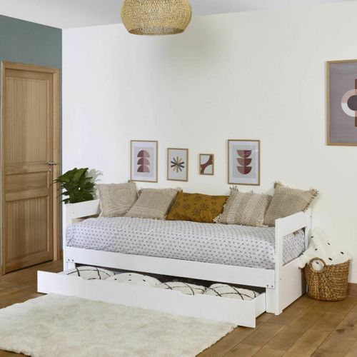 Lit Banquette Gigogne Et Tiroir Ravi   Blanc 80x200 Cm