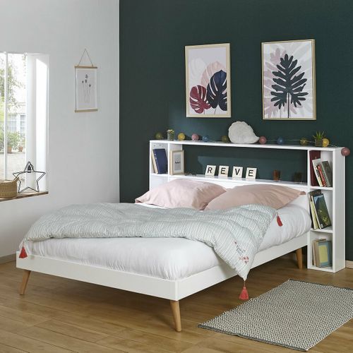 Tête De Lit Avec Rangements Lou   Blanc 160 Cm