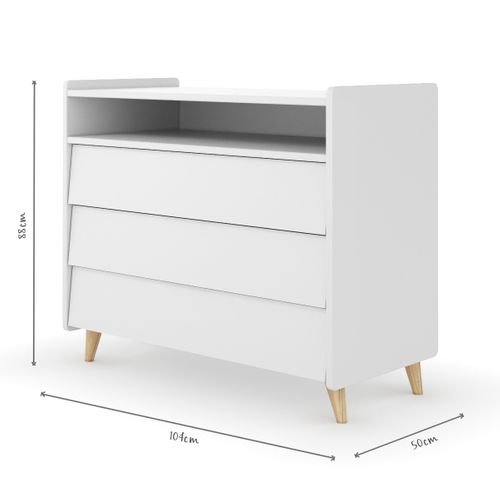 Commode 3 Tiroirs  Peter  Bois Et Blanc