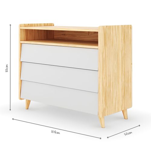Commode 3 Tiroirs  Peter  Bois Et Blanc