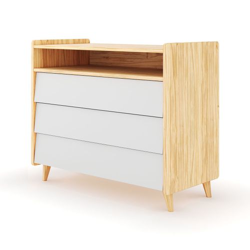 Commode 3 Tiroirs  Peter  Bois Et Blanc
