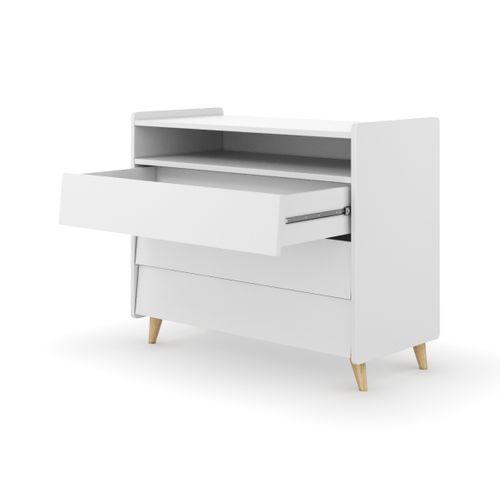 Commode 3 Tiroirs  Peter  Bois Et Blanc