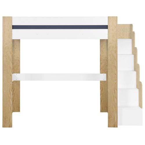 Pack Lit Mezzanine Avec Escalier Et Matelas 90x190 Cm Lex Blanc Et Bois