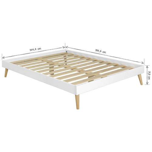 Pack Lit 2 Places Avec Pieds Et Matelas 120x190 Cm Darla Blanc