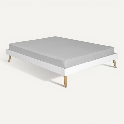 Pack Lit 2 Places Avec Pieds Et Matelas 120x190 Cm Darla Blanc
