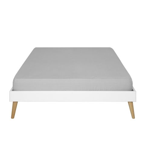 Pack Lit 2 Places Avec Pieds Et Matelas 120x190 Cm Darla Blanc