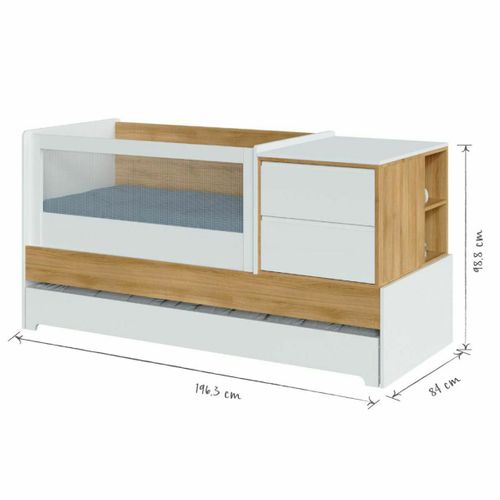 Lit Bébé Multifonction 70x130 Cm Alba Bois
