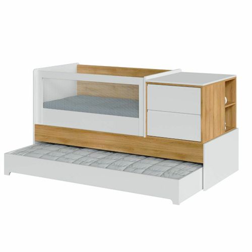 Lit Bébé Multifonction 70x130 Cm Alba Bois