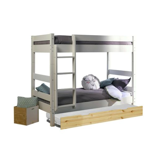Pack Lit Superposé Séparable Gigogne Avec Matelas 90x190 Cm Aaron  Miel
