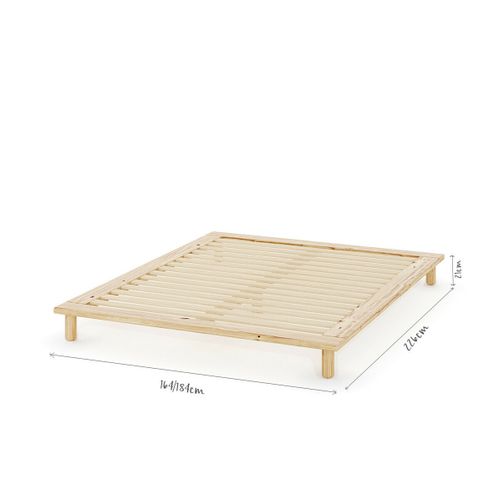 Pack Lit 2 Places Futon Avec Matelas 140x200 Cm Paolo Bois Naturel