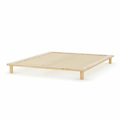 Pack Lit 2 Places Futon Avec Matelas 140x200 Cm Paolo Bois Naturel
