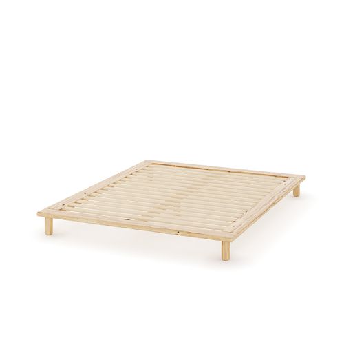Pack Lit 2 Places Futon Avec Matelas 140x200 Cm Paolo Bois Naturel