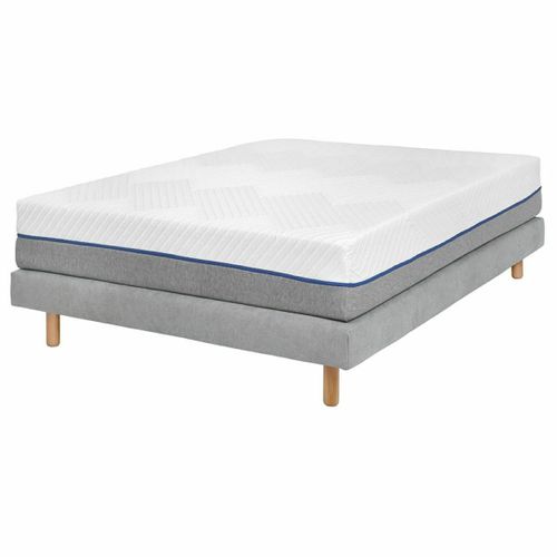 Pack Sommier Tapissier Avec Matelas 140x190 Cm Habby Gris