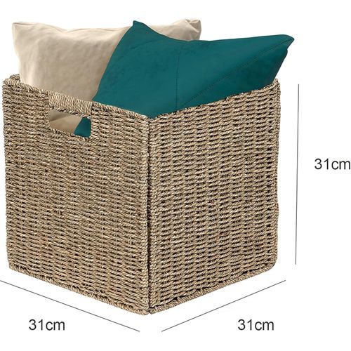 Lot De 2 Paniers De Rangement Pliables Jonc De Mer 31 X 31 X 31 Cm