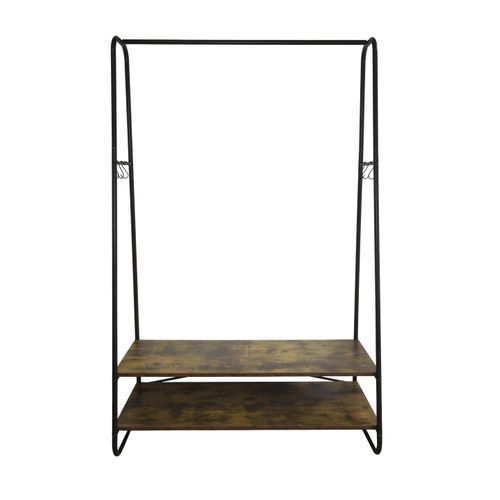 Portant À Vêtements 2 étagères Métal Noir Et Bois 100 X 45 X 160 Cm