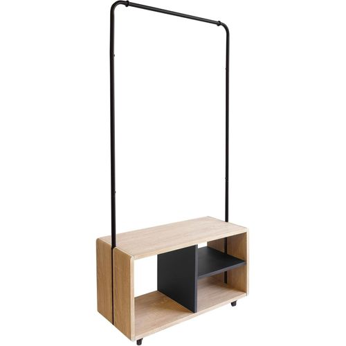 Portant à Vêtements Métal Noir Bois Avec Roulettes 72 X 31 X 153 Cm