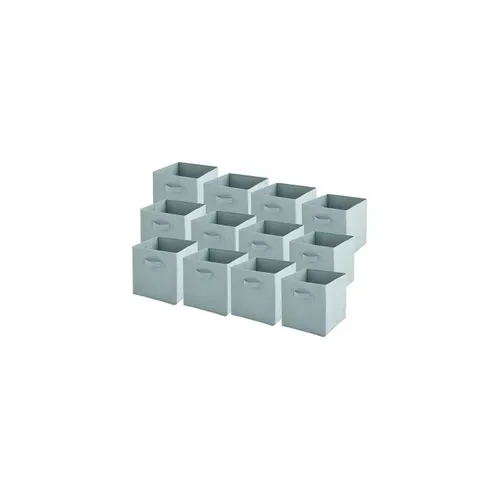 Lot De 12 Paniers Pliables En Tissu Vert Sauge 27 X 27 X 27 Cm
