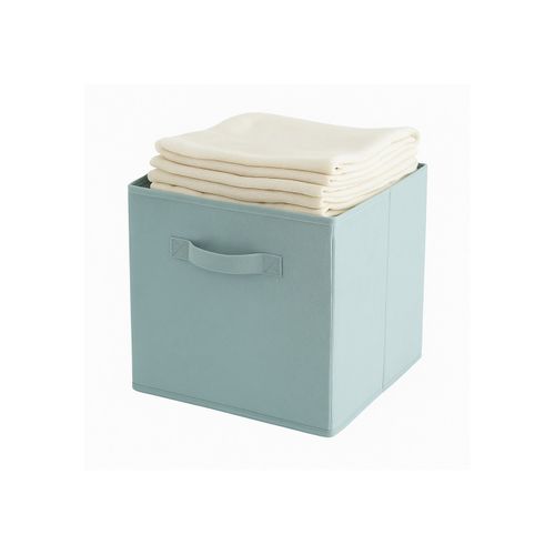 Lot De 12 Paniers Pliables En Tissu Vert Sauge 27 X 27 X 27 Cm