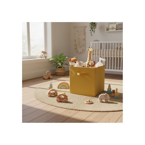 Lot De 12 Paniers Pliables En Tissu Noir Et Jaune 27 X 27 X 27 Cm