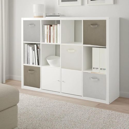 Lot De 12 Paniers Pliables En Tissu Noir Et Taupe 27 X 27 X 27 Cm
