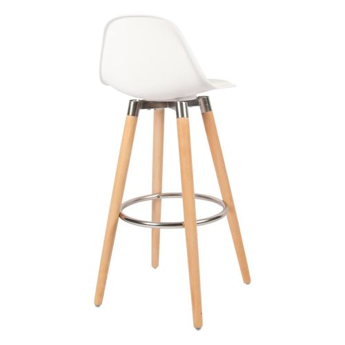 Lot 4 Tabourets De Bar Blanc Pieds Bois De Hêtre 39,5 X 44 X 91 Cm