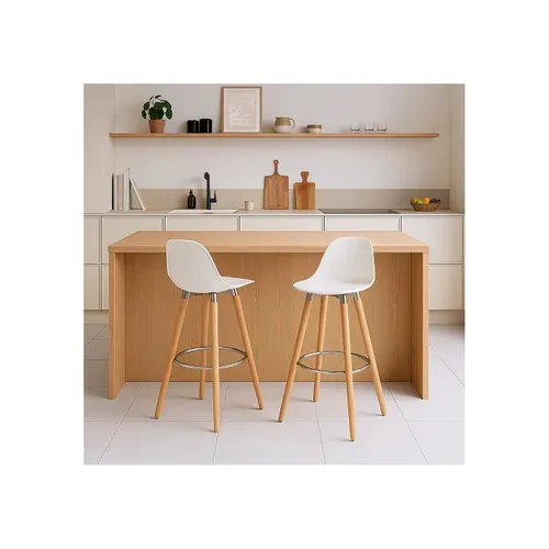 Lot 8 Tabourets De Bar Blanc Pieds Bois De Hêtre 39,5 X 44 X 91 Cm