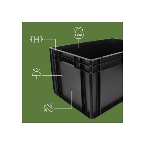 Bac Gerbable En Plastique Noir 60 X 40 X 32 Cm 60l
