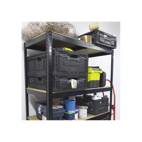 Bac De Rangement Pliable En Plastique Noir 40 X 60 X 22 Cm