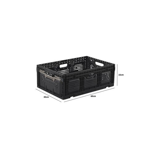 Bac De Rangement Pliable En Plastique Noir 40 X 60 X 22 Cm