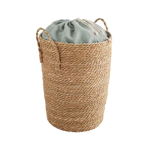 Panier À Linge Jacinthe D'eau Naturel, Polycoton Bleu 40 X 40 X 50 Cm
