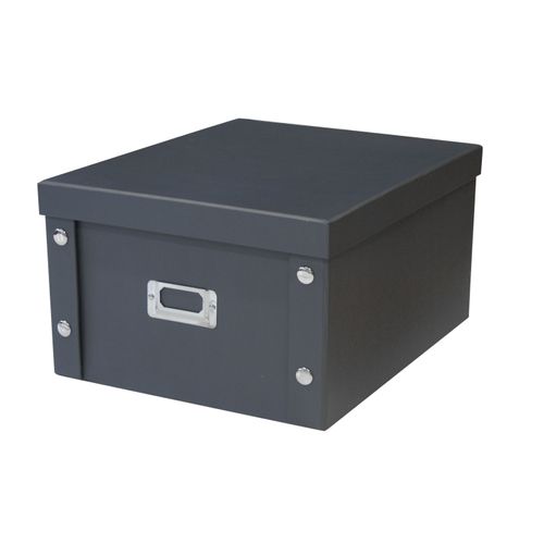 Boîte De Rangement En Carton Noir Avec Couvercle Gris 35 X 28 X 18 Cm