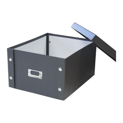Boîte De Rangement En Carton Noir Avec Couvercle Gris 35 X 28 X 18 Cm