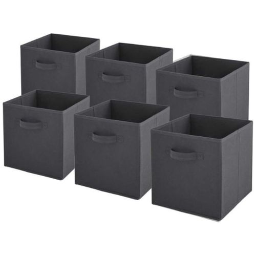 Lot De 6 Paniers Pliables En Tissu Gris 27 X 27 X 27 Cm