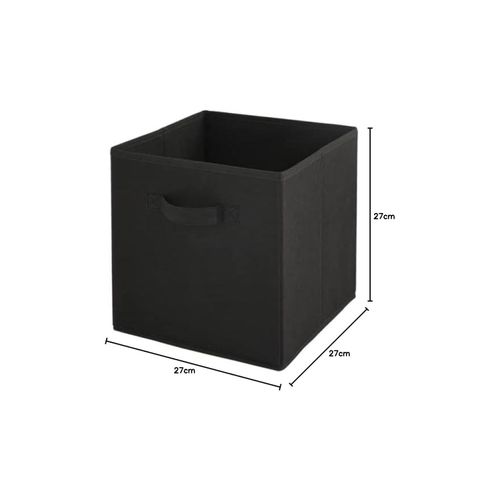 Lot De 6 Paniers Pliables En Tissu Noir 27 X 27 X 27 Cm