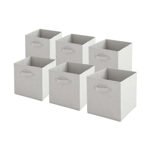 Lot De 6 Paniers Pliables En Tissu Gris Clair 27 X 27 X 27 Cm