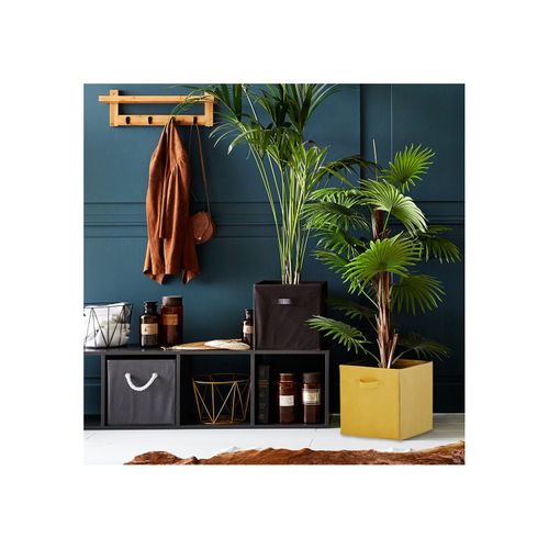 Lot De 6 Paniers Pliables En Tissu Jaune 31 X 31 X 31 Cm