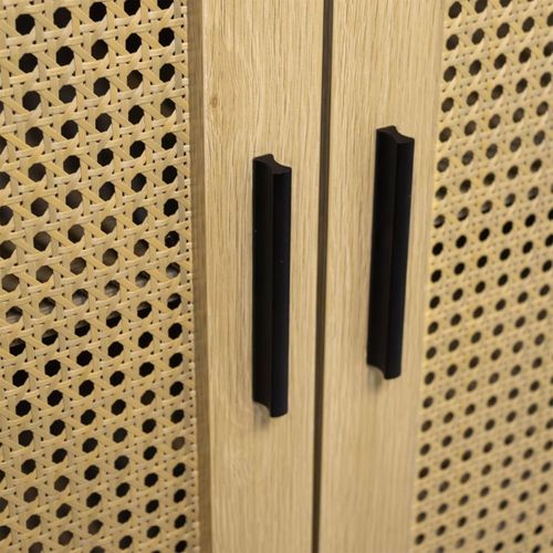 Buffet Avec 3 Portes Cannage Bois Naturel 120 X 40 X 71 Cm