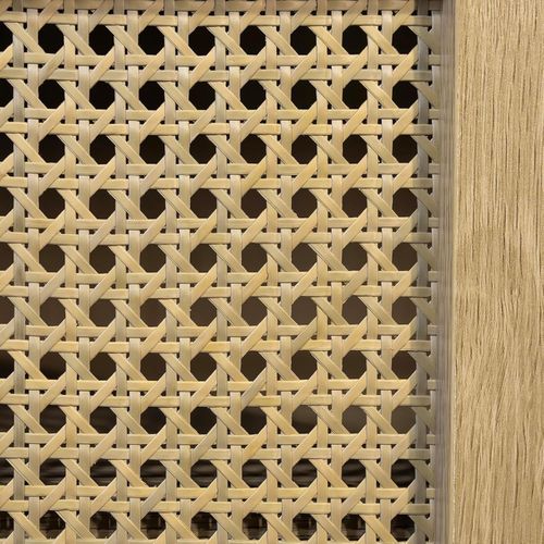 Buffet Avec 3 Portes Cannage Bois Naturel 120 X 40 X 71 Cm